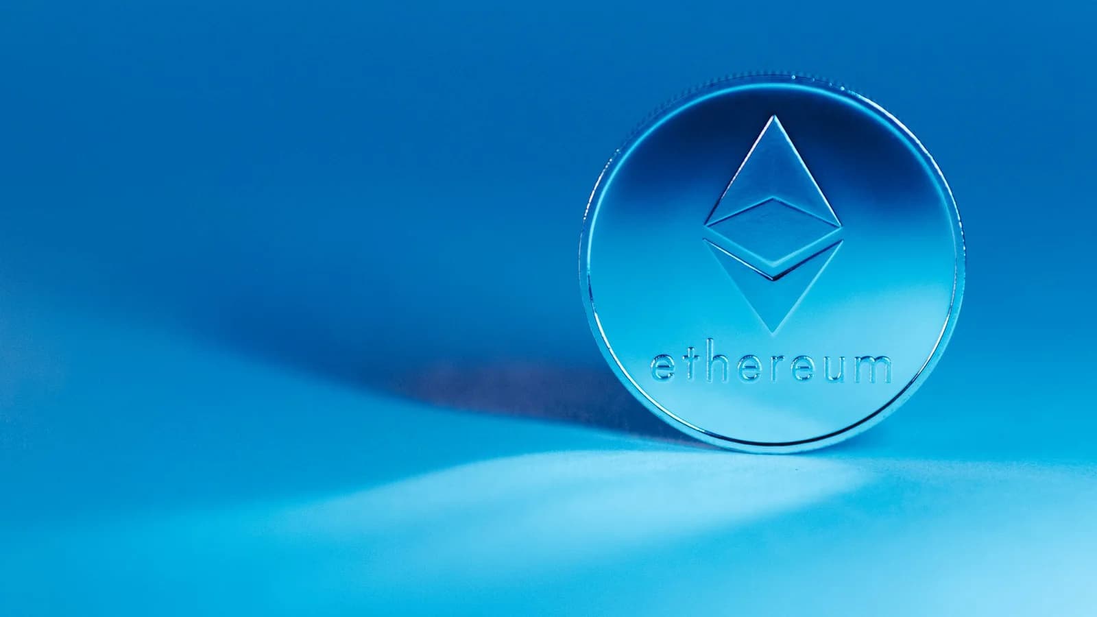 Ethereum coin on a blue background